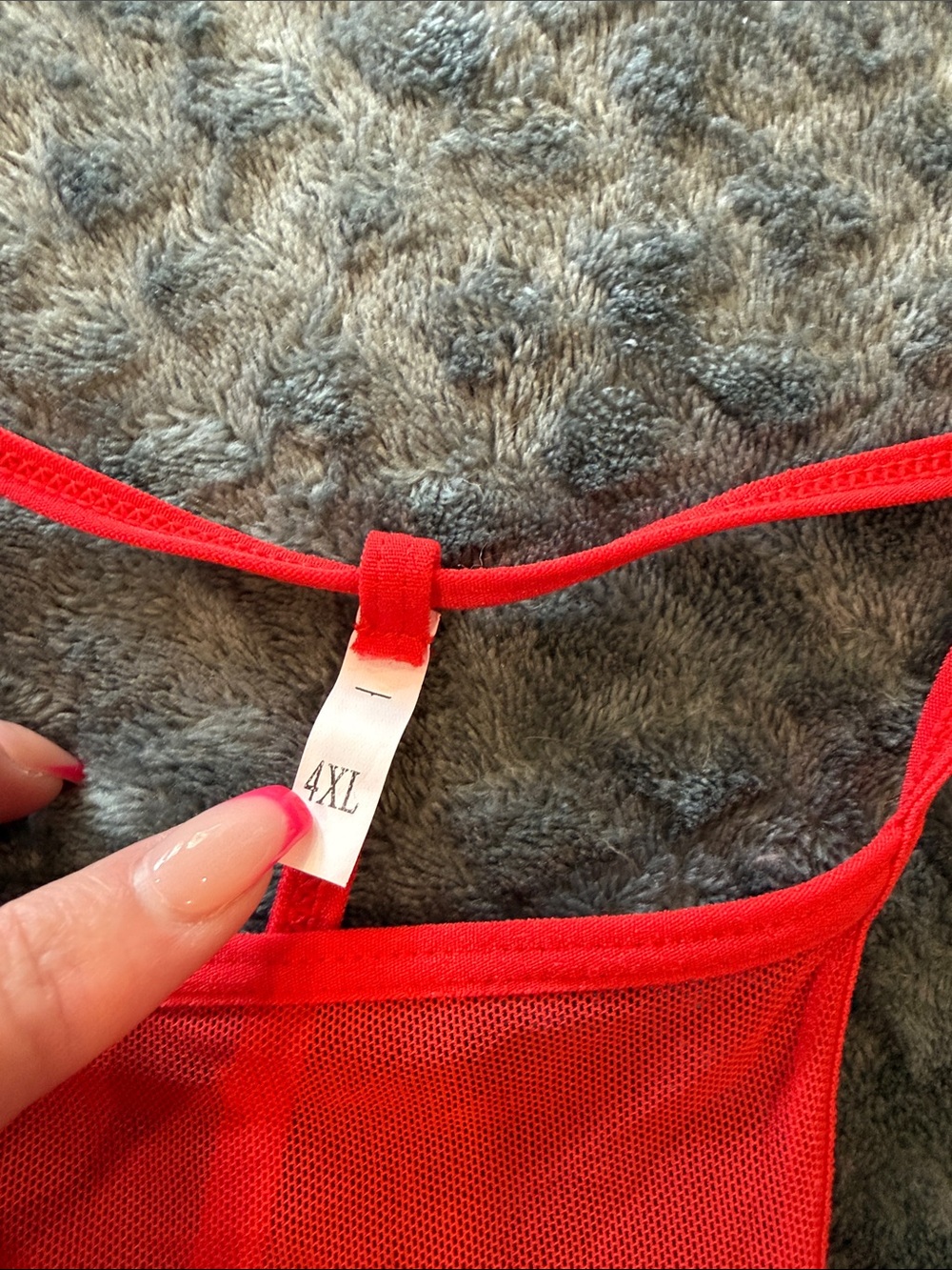 Red Sheer String Bikini Bottom - Picture 3 of 4
